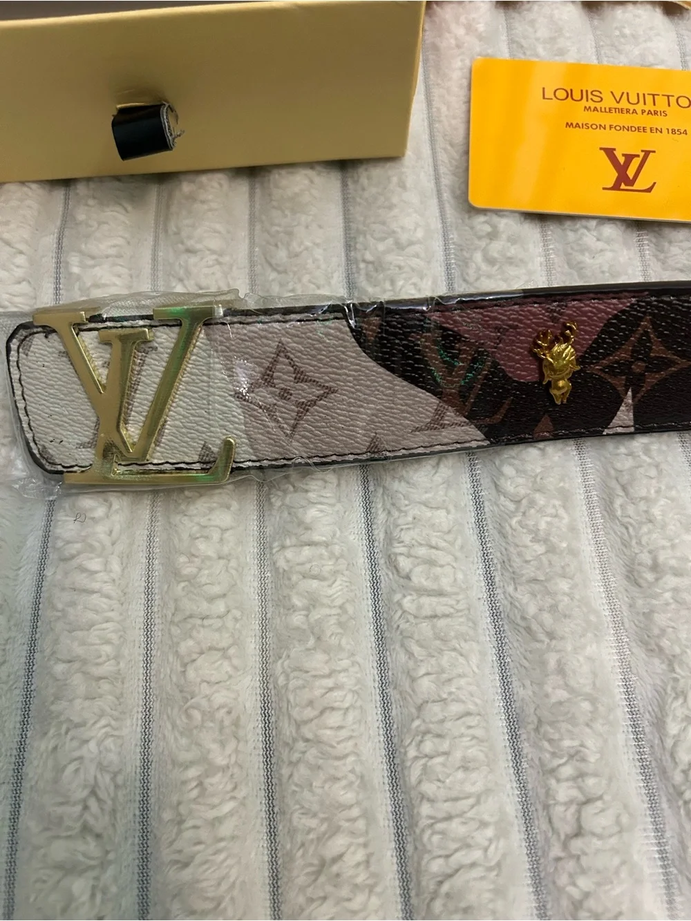 Louis Vuitton Multicolor Monogram Canvas Belt with Gold LV Buckle
